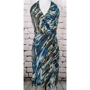 ANN TAYLOR Stretch Silk Watercolor Halter Dress Size 6